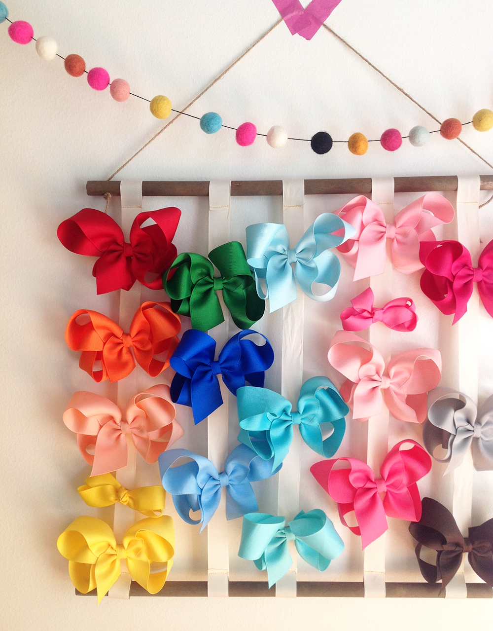 Rainbow Hair Bow Organizer Hair Accessories Organizer Bow Hair Clips Holder  for Girls Room